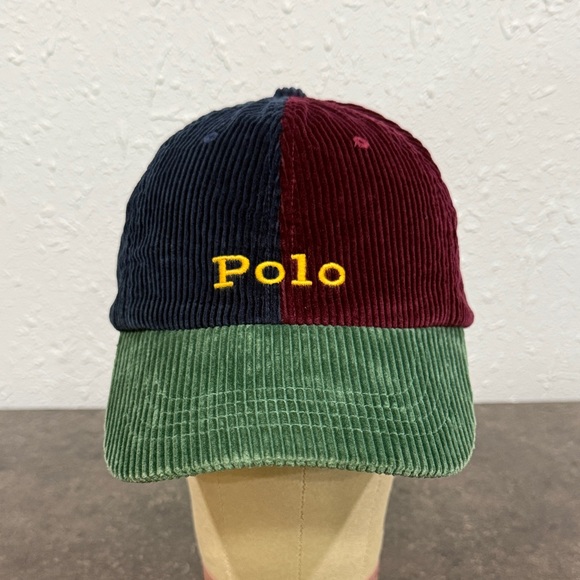 Polo Ralph Lauren Multicolor Colorblock Corduroy Baseball Hat Cap - Picture 1 of 9